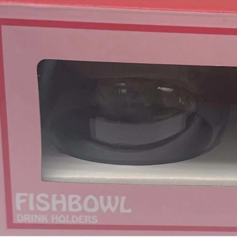 New! Set of 2 Fishbowl Glass Tumblers, Each- 10oz w/ straw